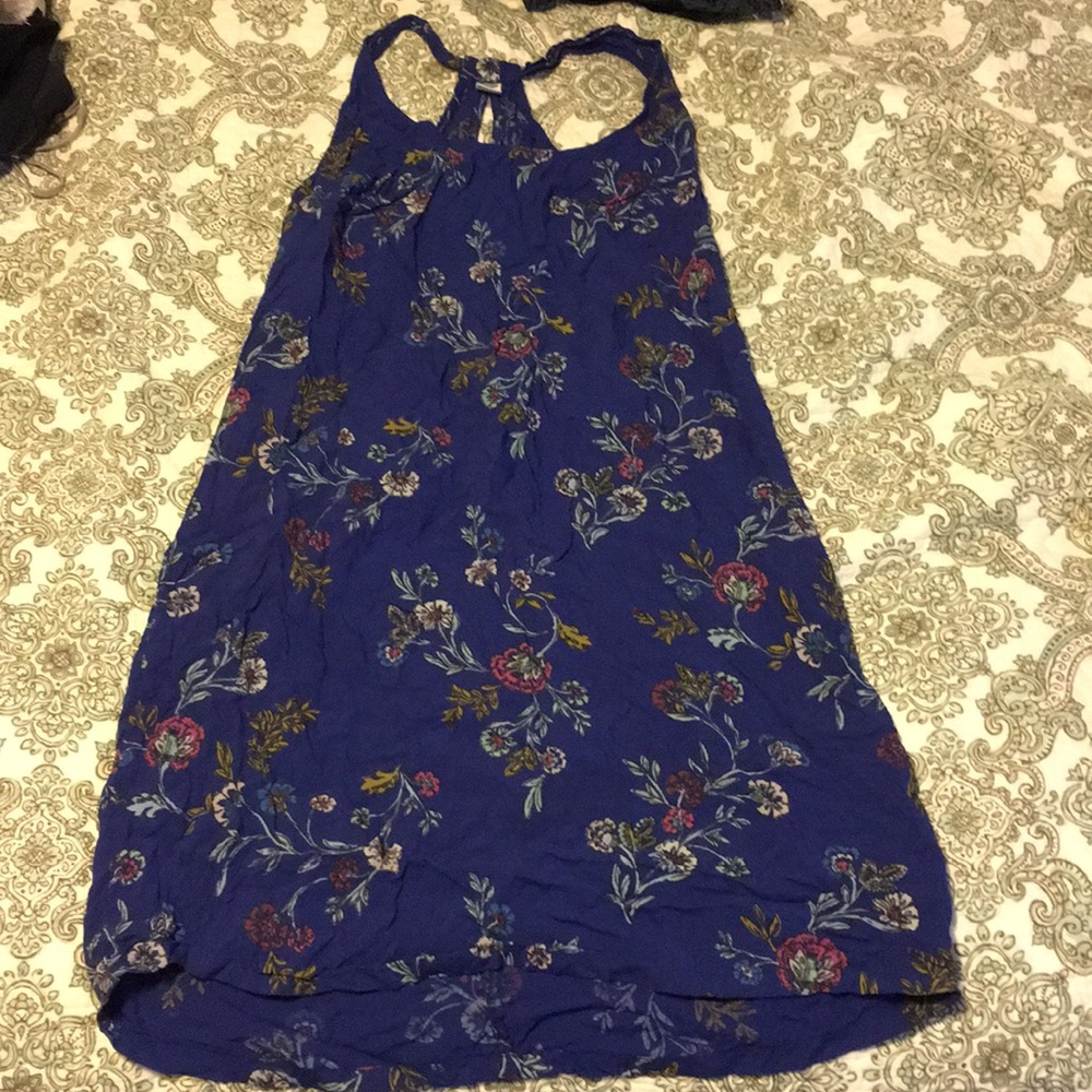 Royal blue floral print t-back sun dress